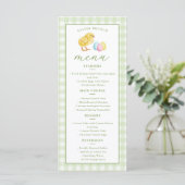 Chick And Pastel Eggs Green Gingham Easter Brunch メニュー (スタンド正面)