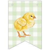 Chick And Pastel Eggs Happy Easter Green Gingham バンティングフラッグ (第2の旗)