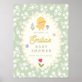 Chick Baby Shower Cute Welcome Sign ポスター (正面)