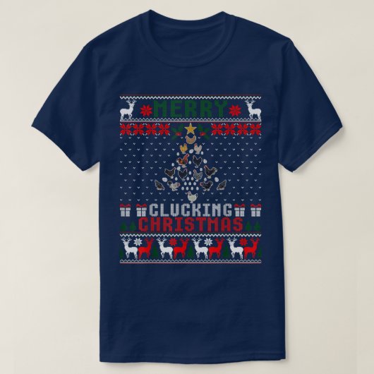 Chick Farmer Merry Clucking Christmas Chicken Tree Tシャツ (デザイン正面)