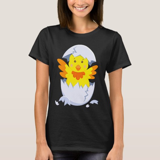 Chick hatches out of egg chicken chick with egg sh tシャツ (正面)
