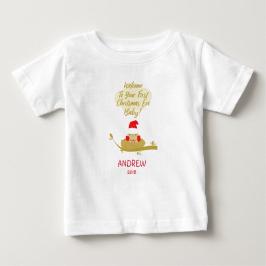 Chick in Nest First Christmas ベビーTシャツ (正面)
