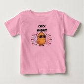 Chick Magnet | サングラスをかけたかわいいひよこ ベビーTシャツ (正面)