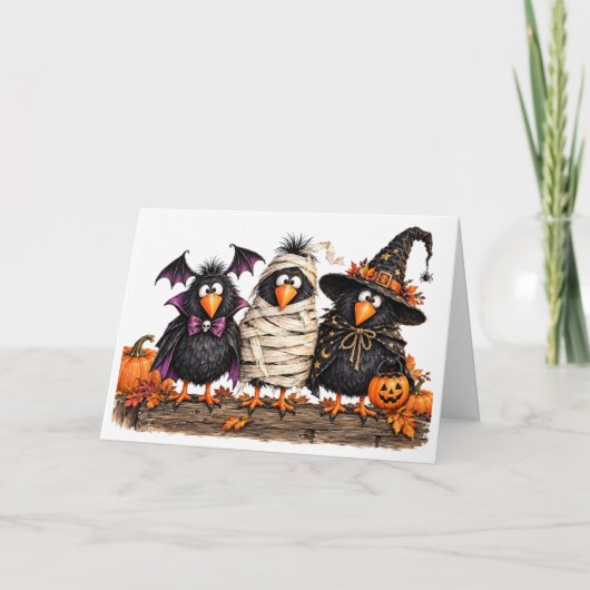 Chick or Treat Funny Halloween Chicken Card カード (正面)
