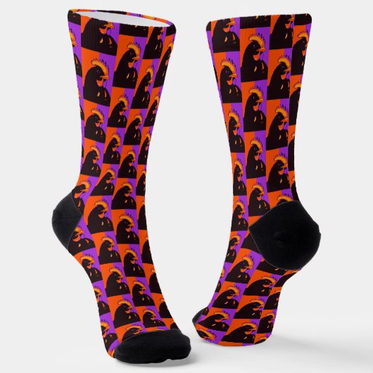 Chick or Treat Halloween Pop Art Chicken Socks ソックス (傾斜あり)
