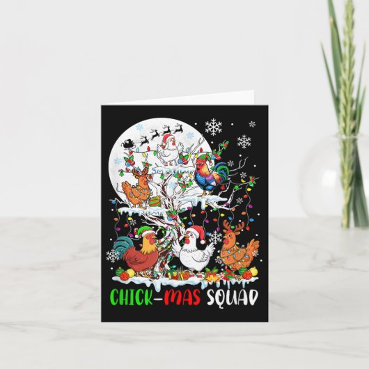 Chick Squad Xmas Group Santa Elf Chickens On Tree  カード (正面)