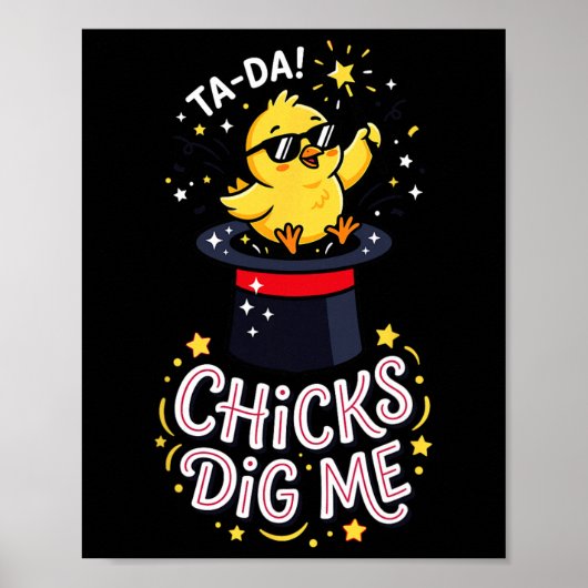 Chick Sunglesによる面白い私にひよこは恋する レトロ かわいい _2 ポスター (正面)