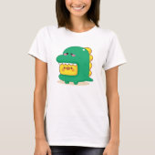 Chick Wearing Dinosaur Costume T-Shirt Tシャツ (正面)