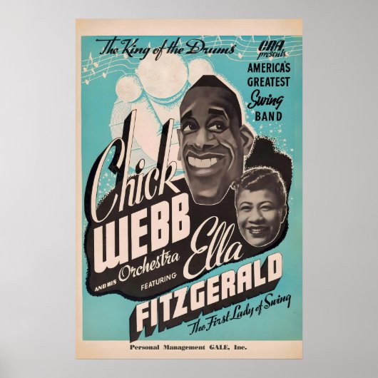 Chick Webb - Ella Fitzgerald - jazz poster - 1937 ポスター (正面)