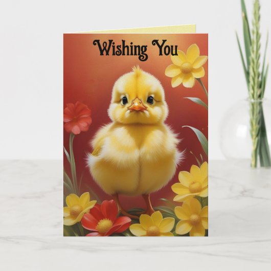 Chick With Flowers Easter Card シーズンカード (正面)