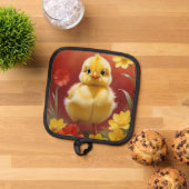 Chick With Flowers Pot Holder 鍋敷き (トップダウン)