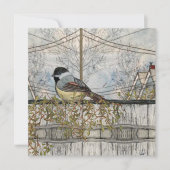 Chickadee Bird Blank Flat Note Card ノートカード (正面)