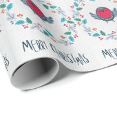 Chickadee Bird Christmas ラッピングペーパー (ロールコーナー)