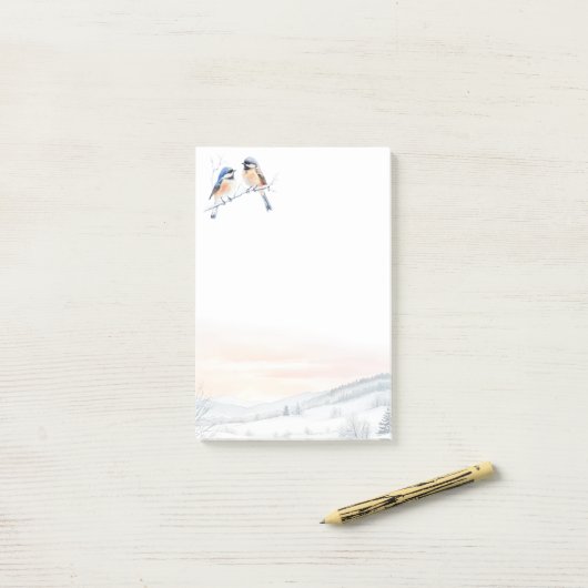 Chickadee Bird in Winter Christmas ポストイット (デスク上)