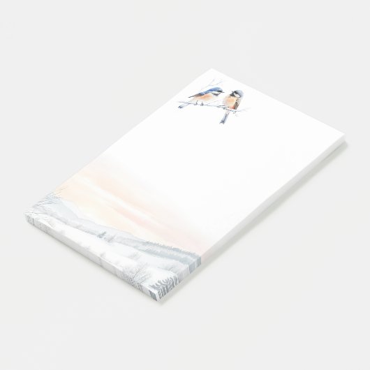 Chickadee Bird in Winter Christmas ポストイット (アングル)