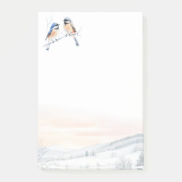 Chickadee Bird in Winter Christmas ポストイット