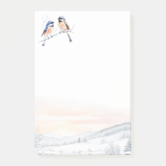 Chickadee Bird in Winter Christmas ポストイット (正面)