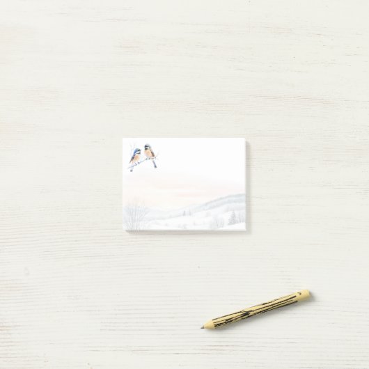 Chickadee Bird in Winter Christmas ポストイット (デスク上)