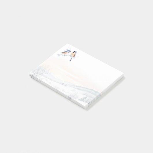 Chickadee Bird in Winter Christmas ポストイット (アングル)