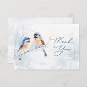  Chickadee Bird in Winter Thank You Enclosure Card エンクロージャーカード (正面/裏面)