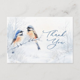  Chickadee Bird in Winter Thank You Enclosure Card エンクロージャーカード