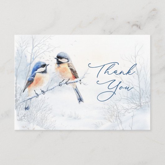  Chickadee Bird in Winter Thank You Enclosure Card エンクロージャーカード (正面)