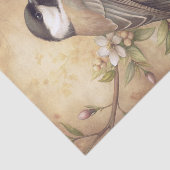 Chickadee Bird on a Branch with White Blossoms 薄葉紙 (詳細)