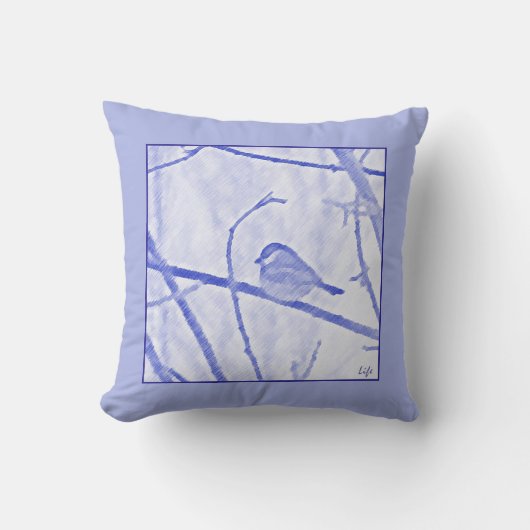 Chickadee Life Throw Pillow クッション (正面)