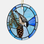 Chickadee on Pinecone Christmas Tree Ornament セラミックオーナメント (左)