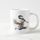 Chickadee on Teacup With Cranberries ジャンボコーヒーマグカップ (右)