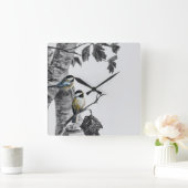 Chickadees スクエア壁時計 (ホーム)