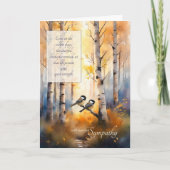 Chickadees Autumn Birch Tree Forest Sympathy カード (正面)