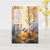Chickadees Autumn Birch Tree Forest Sympathy カード (黄色い花)