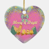 Chicken and Hen Christmas ceramic heart ornament セラミックオーナメント (裏面)