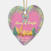 Chicken and Hen Christmas ceramic heart ornament セラミックオーナメント (左)