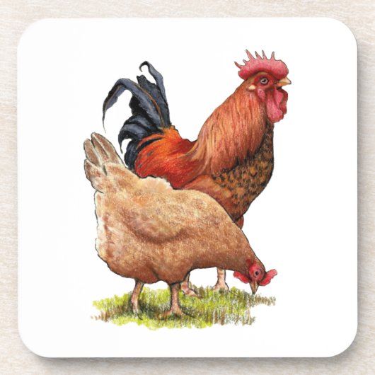 Chicken And Rooster Art, Poultry, Farm Animals コースター (正面)