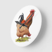 Chicken And Rooster Art, Poultry, Farm Animals ラウンド壁時計 (傾斜)