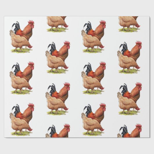 Chicken And Rooster Art, Poultry, Farm Animals ラッピングペーパー (フラット)