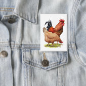 Chicken And Rooster Art, Poultry, Farm Animals 缶バッジ (インサイチュ)