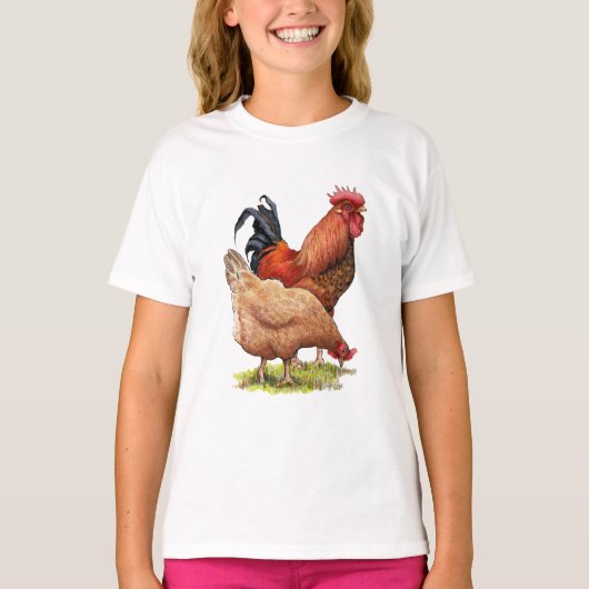 Chicken And Rooster Art, Poultry, Farm Animals Tシャツ (正面)