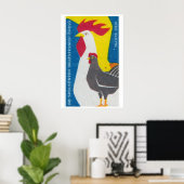 Chicken and Rooster - Matchbox Print - Czech Wall ポスター (ホームオフィス)