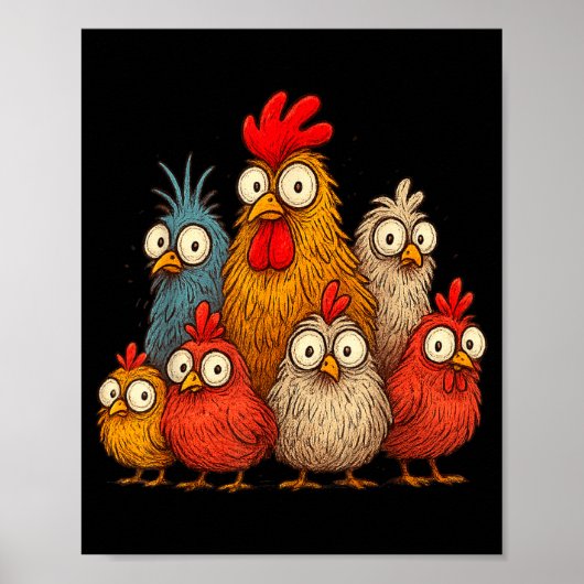 Chicken Art Crazy Chicken For Men Women Kid Boy Fa ポスター (正面)