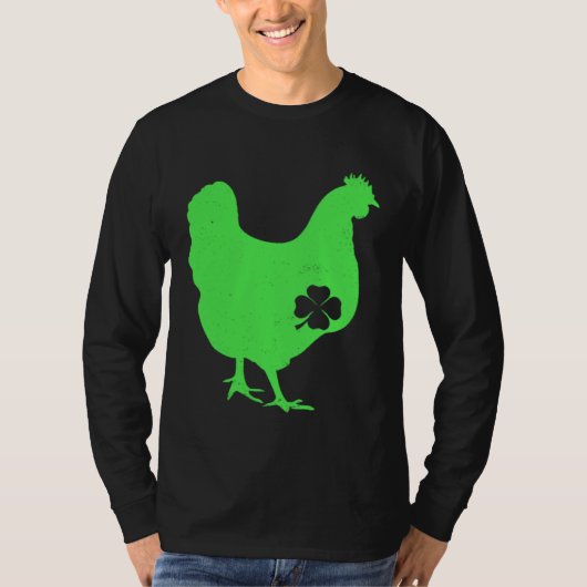Chicken Bird Hen Shamrock St Patrick s Day Saint P Tシャツ (正面)