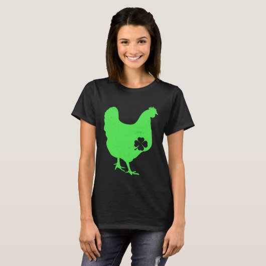Chicken Bird Hen Shamrock St Patrick s Day Saint P Tシャツ (正面フル)