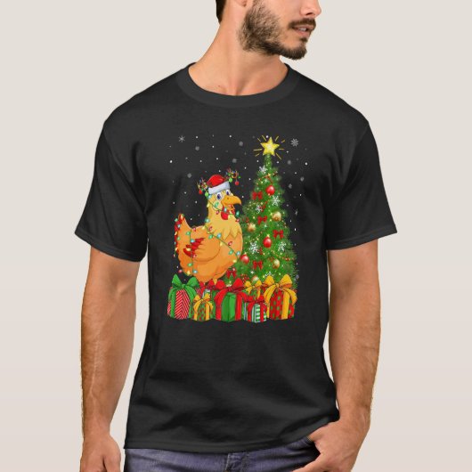 Chicken Bird  Xmas Holiday Santa Chicken Christmas Tシャツ (正面)