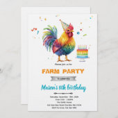 Chicken Birthday Party Invitation 招待状 (正面/裏面)