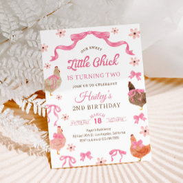 Chicken & Bow Birthday Invitation 招待状