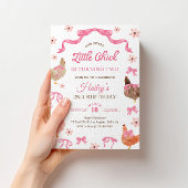 Chicken & Bow Birthday Invitation 招待状