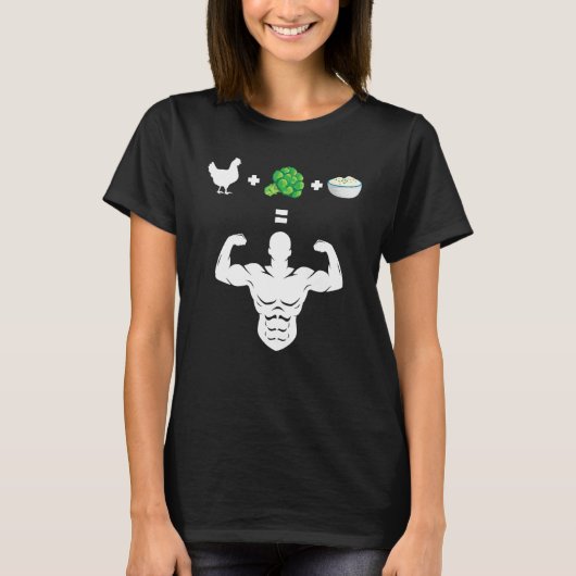 Chicken Broccoli Rice Bodybuilder Fun Broccoli Lov Tシャツ (正面)