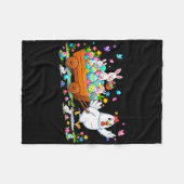 Chicken Carrying Bunnies Easter Chocolate Eggs Col フリースブランケット (正面(横))